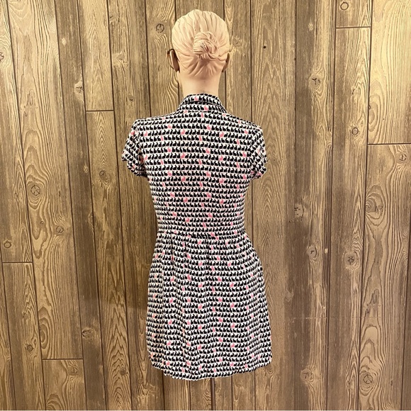 Divided by H&M Size 4 Shirt Dress White W/ Bunny Rabbit Pattern in Black & Pink - Picture 3 of 13